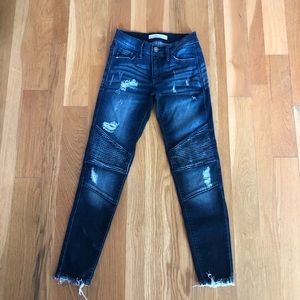 Kancan dark wash distressed jeans